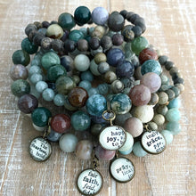 Load image into Gallery viewer, Beaded Charm Bracelet with Affirmation Vintage Dictionary Word Charm