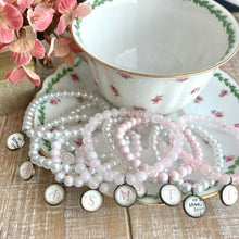 Load image into Gallery viewer, Garden Party Coquette Style Beaded Charm Bracelet with Initial Charm