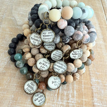 Load image into Gallery viewer, Beaded Charm Bracelet with Affirmation Vintage Dictionary Word Charm