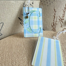 Load image into Gallery viewer, Personalized Floral Bag Tag with Bronze Heart Charm Embellishment