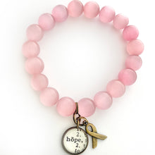 Load image into Gallery viewer, Breast Cancer Support Hope Charm Bracelet