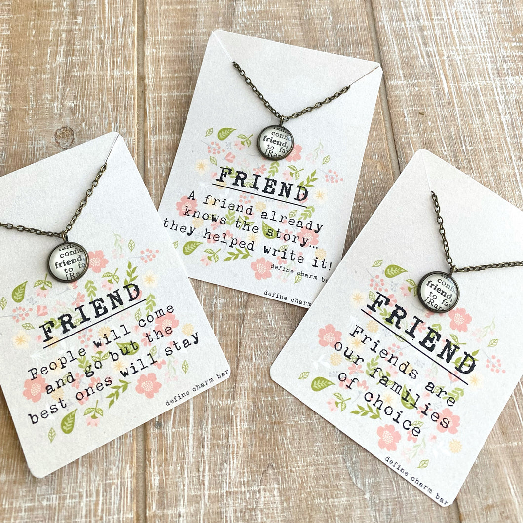 Friend Charm Necklace on Message Card