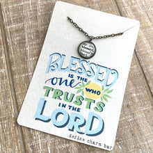 Load image into Gallery viewer, Blessed Charm Necklace on Message Card
