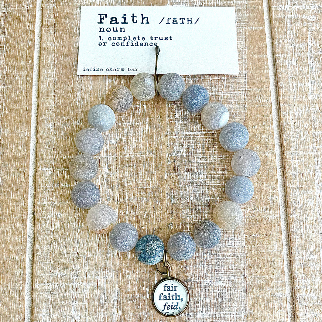 Faith Word Charm Beaded Bracelet