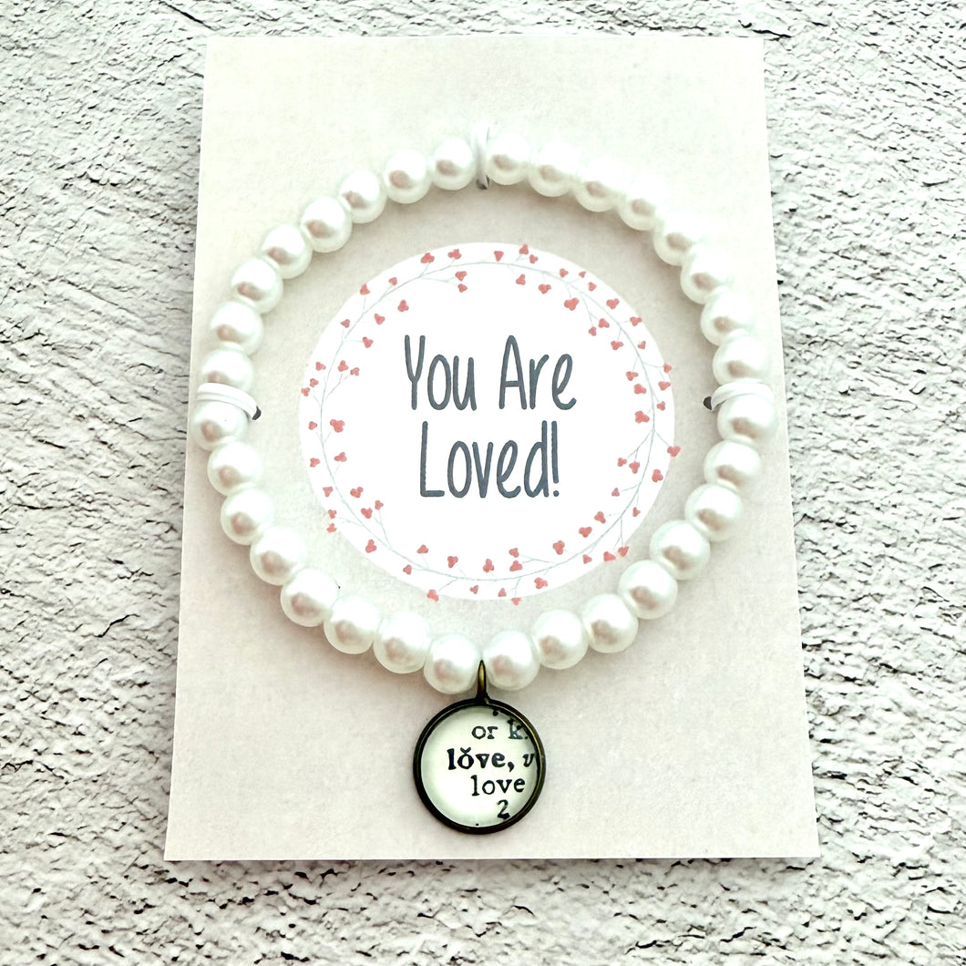 Beaded Affirmation Charm Bracelet with Message Display Card, Can be Personalized!