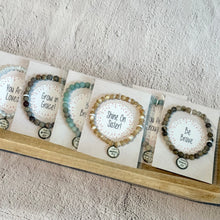 Load image into Gallery viewer, Beaded Affirmation Charm Bracelet with Message Display Card, Can be Personalized!
