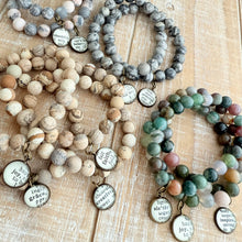 Load image into Gallery viewer, Beaded Charm Bracelet with Affirmation Vintage Dictionary Word Charm
