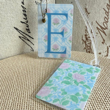 Load image into Gallery viewer, Personalized Floral Bag Tag with Bronze Heart Charm Embellishment
